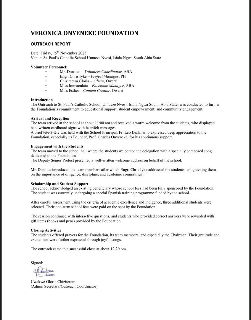 Official Field Outreach Report