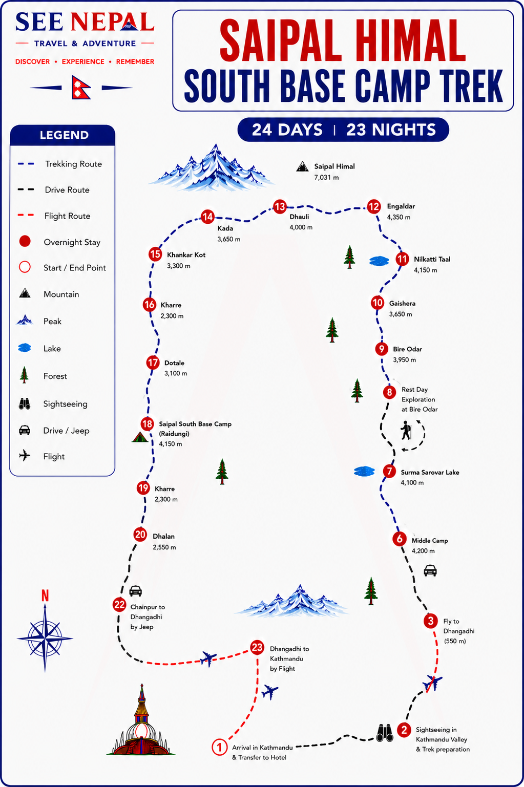 Saipal Himal South Base Camp Trek Trekking Map