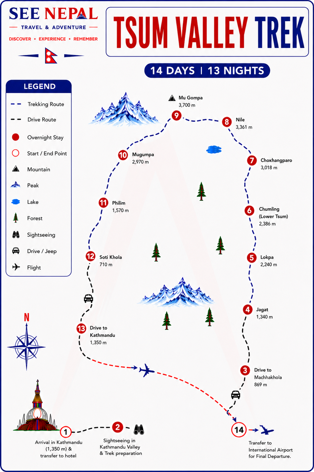 Tsum Valley Trek Trekking Map