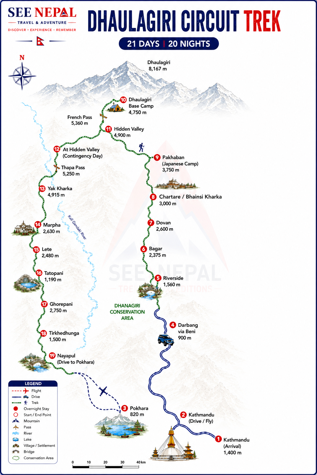 Dhaulagiri Circuit Trek Trekking Map