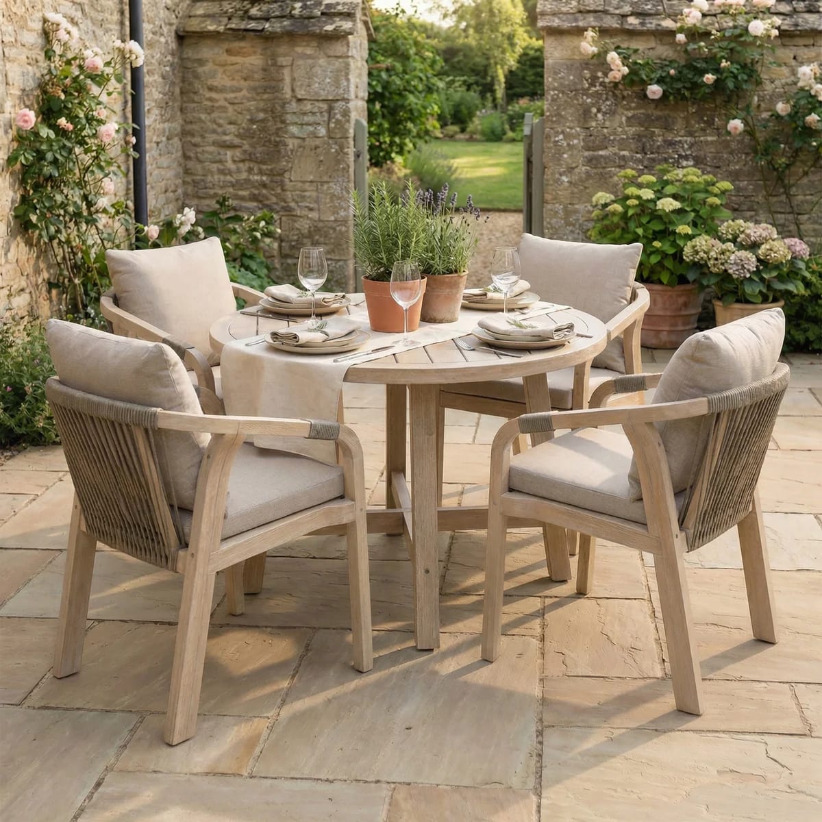 Conjunto de comedor redondo Quay 4 plazas view 2
