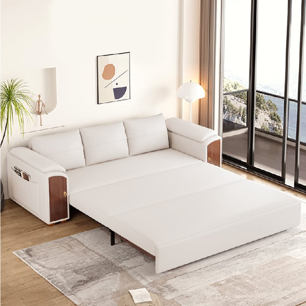 Sofá cama convertible con mesa de centro elevable view 4