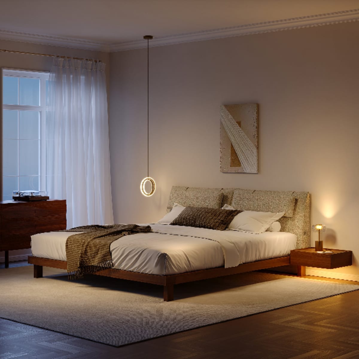 Cama plataforma de madera de nogal  view 4