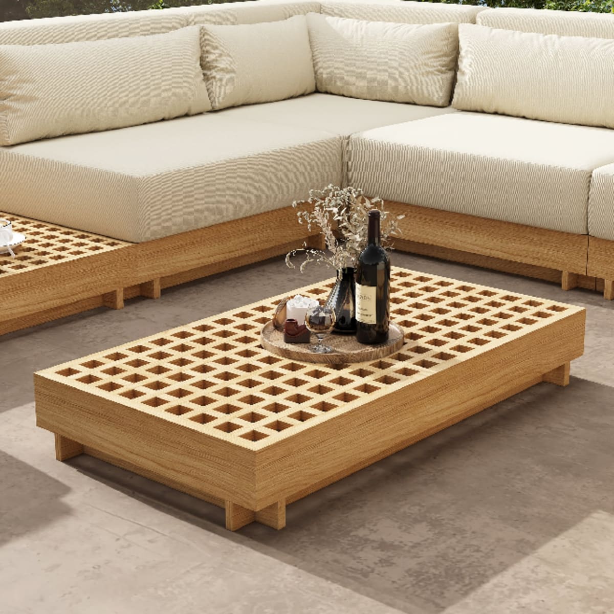 Conjunto de sofás seccionales modulares de teca de 9 piezas view 6