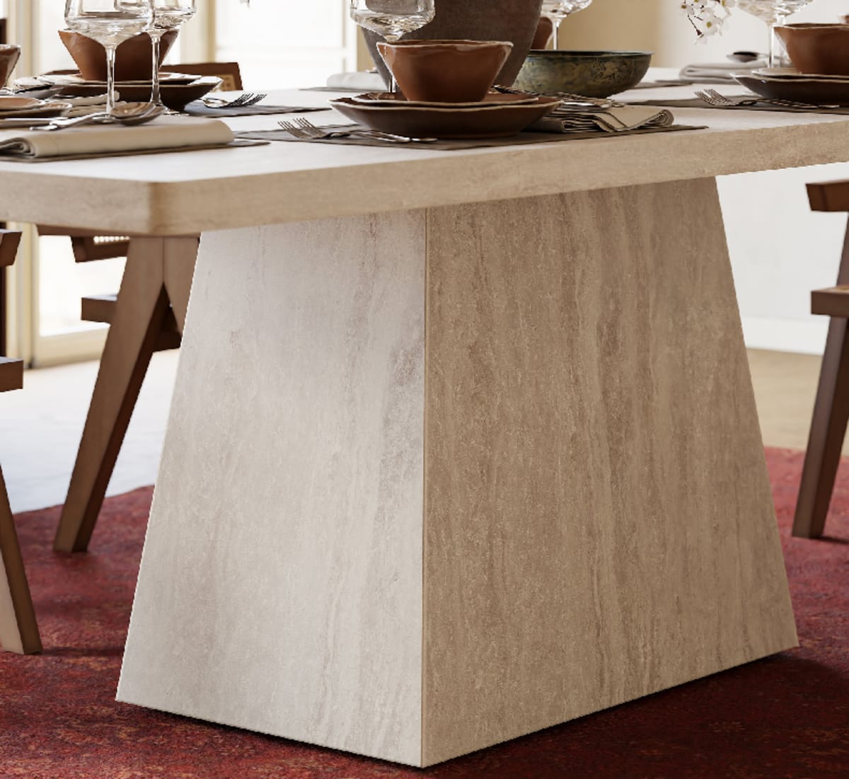 Conjunto de comedor de imitación travertino con 6 sillas view 5