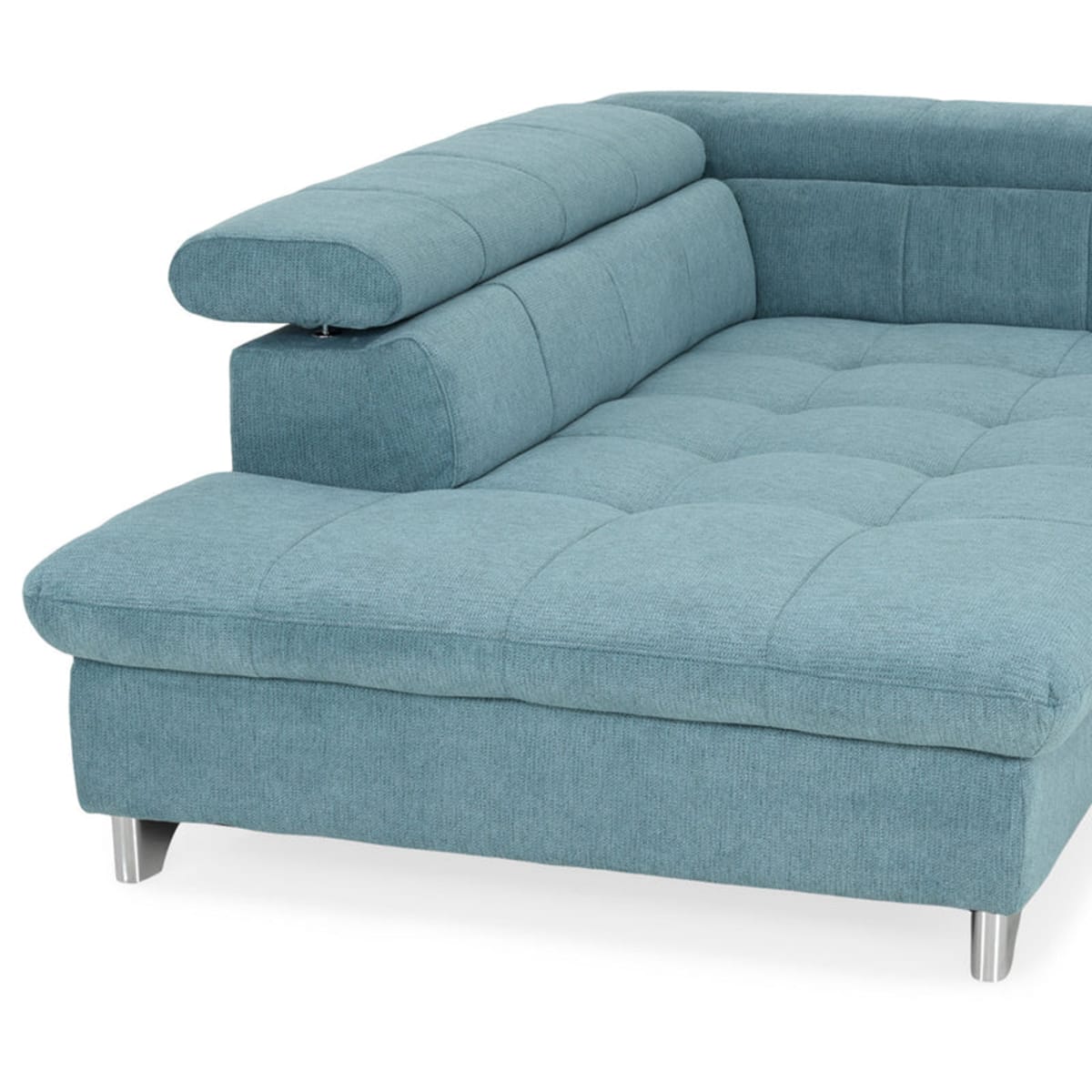 Sofá esquinero extensible Shane con chaiselongue izquierda/derecha, tela, turquesa view 14