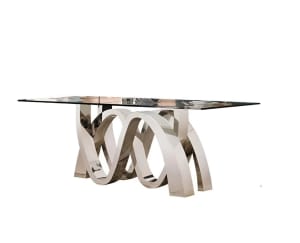 Mesa de comedor con tapa de vidrio en forma de S thumbnail 2