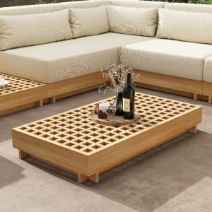 Conjunto de sofás seccionales modulares de teca de 9 piezas thumbnail 6