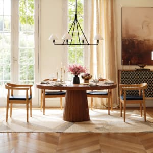 Conjunto de comedor Japandi con mesa extensible y 6 sillas thumbnail 2