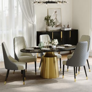 Conjunto de comedor con mesa ovalada y 4 sillas thumbnail 2