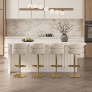 Conjunto de isla de cocina blanca y 4 taburetes de bar thumbnail 3