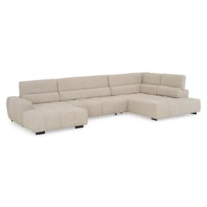 Conjunto de sofá esquinero extensible Fillipa con chaiselongue izquierda/derecha, tela, beis thumbnail 4