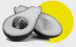 Grayscale avocado halves