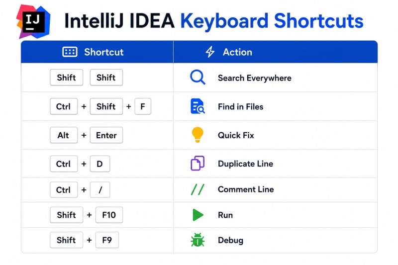 IntelliJ IDEA keyboard shortcuts for Java developers