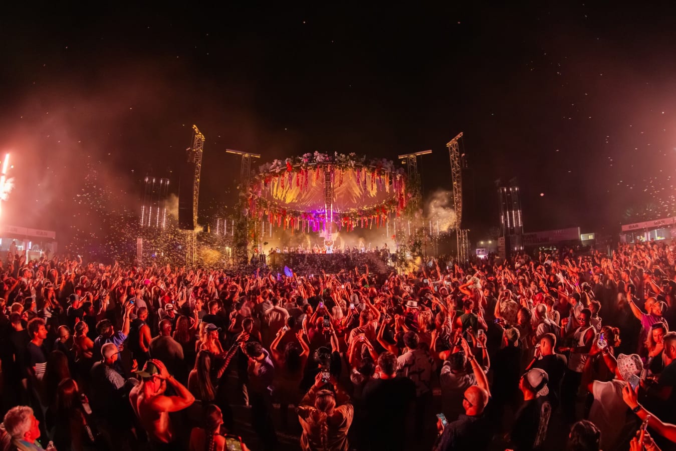 Main stage and crowd washed in red