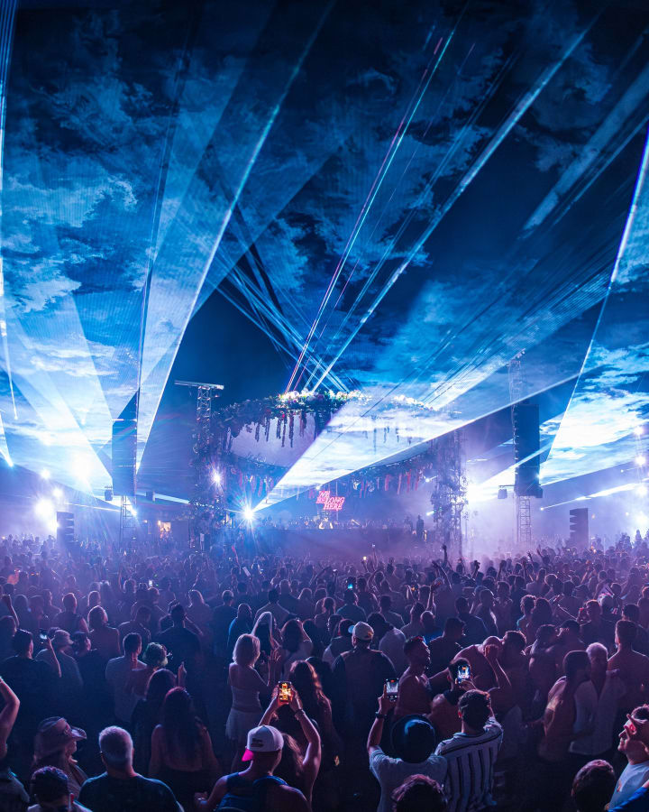 Blue lasers over the field