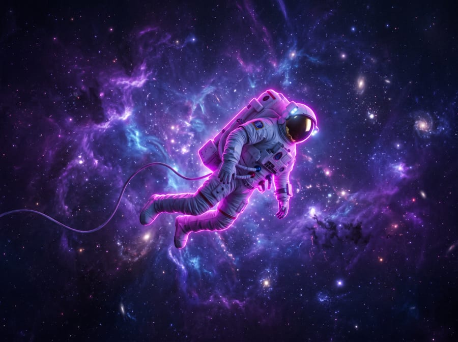 Astronaut floating in space, the Future Astronaut emblem