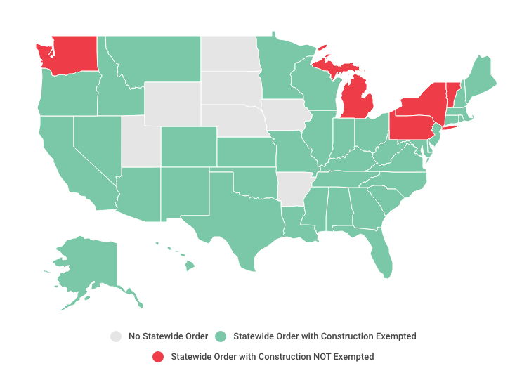 NAHB interactive map of essential construction in US