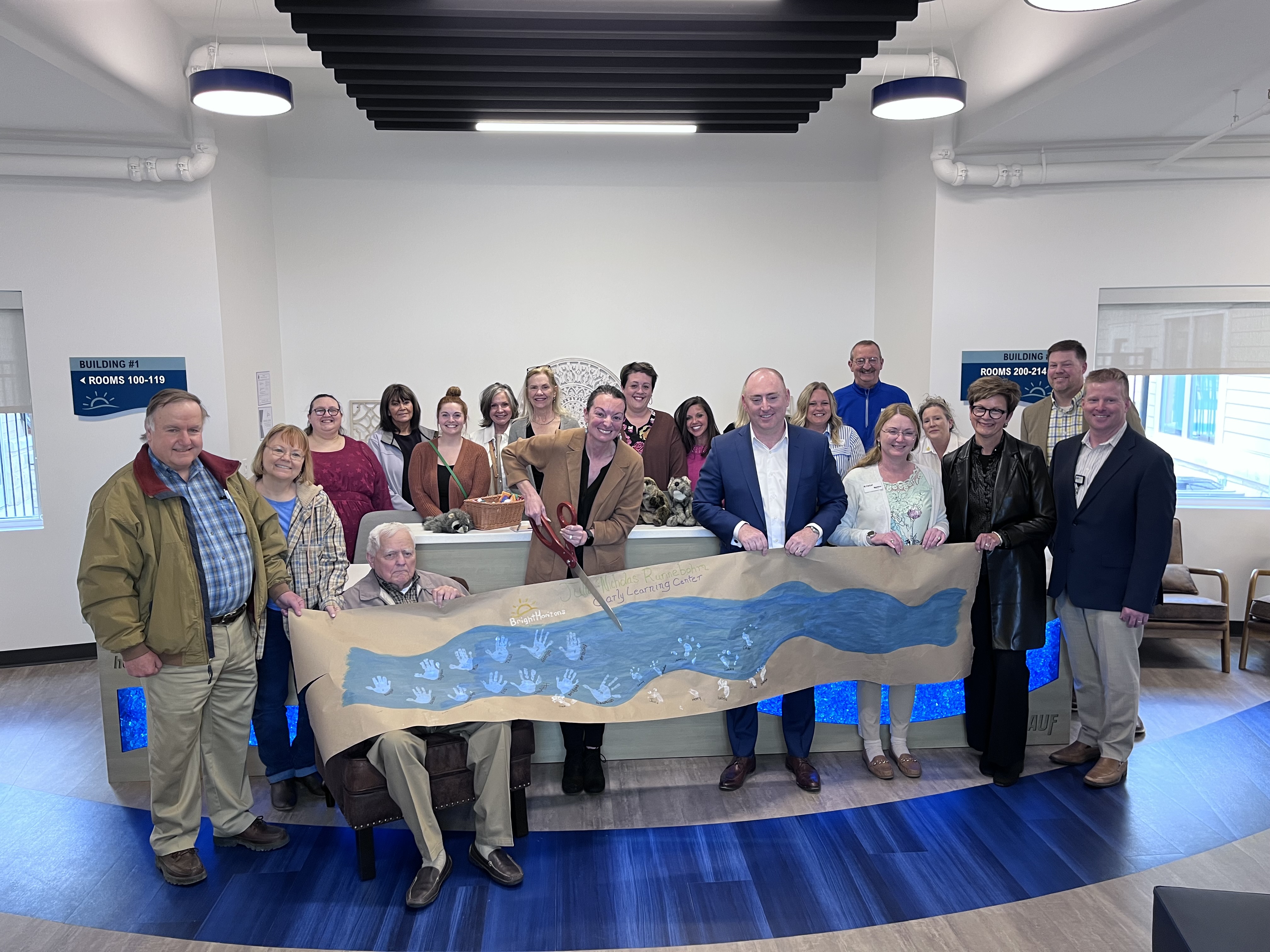 Image of the ribbon cutting for the early learning center in Shelbyville.