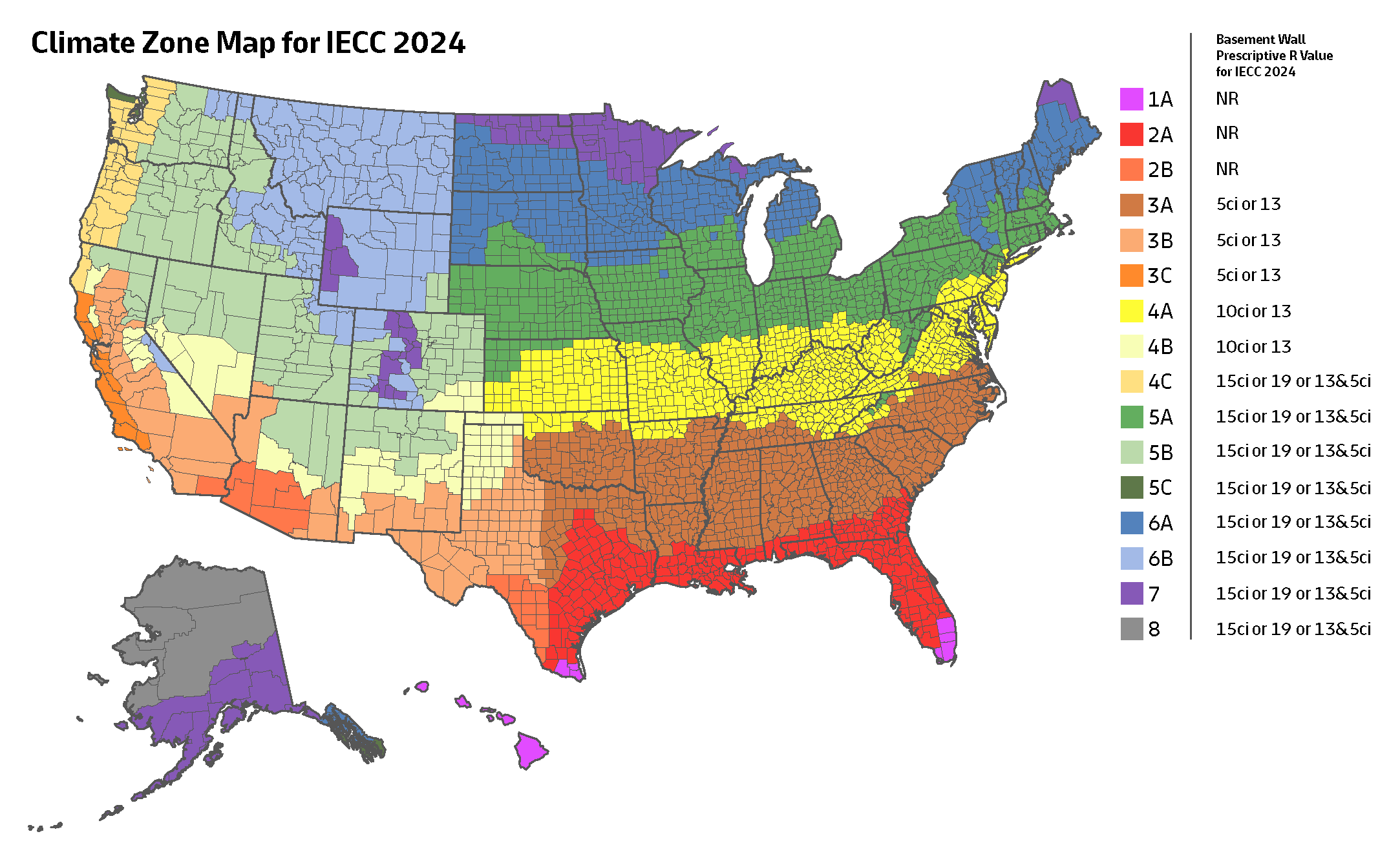 DOE Climate Zone Map for IECC 2024