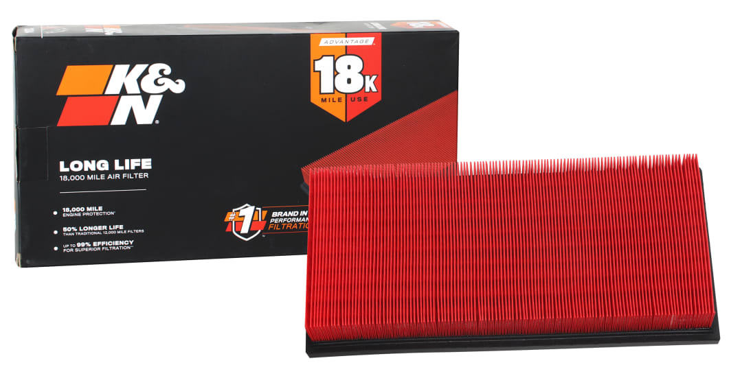 K&N Long Life 18,000 Mile Engine Air Filter - DODGE RAM 1500/2500/3500 V8-5.9L F/I for 2007 mitsubishi raider 3.7l v6 gas
