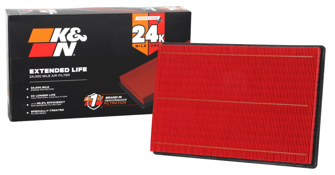 K&N Extended Life 24,000 Mile Engine Air Filter - DODGE RAM 1500/2500/3500 3.7/4.7/5.7L for 2024 ram 4500 6.4l l6 gas