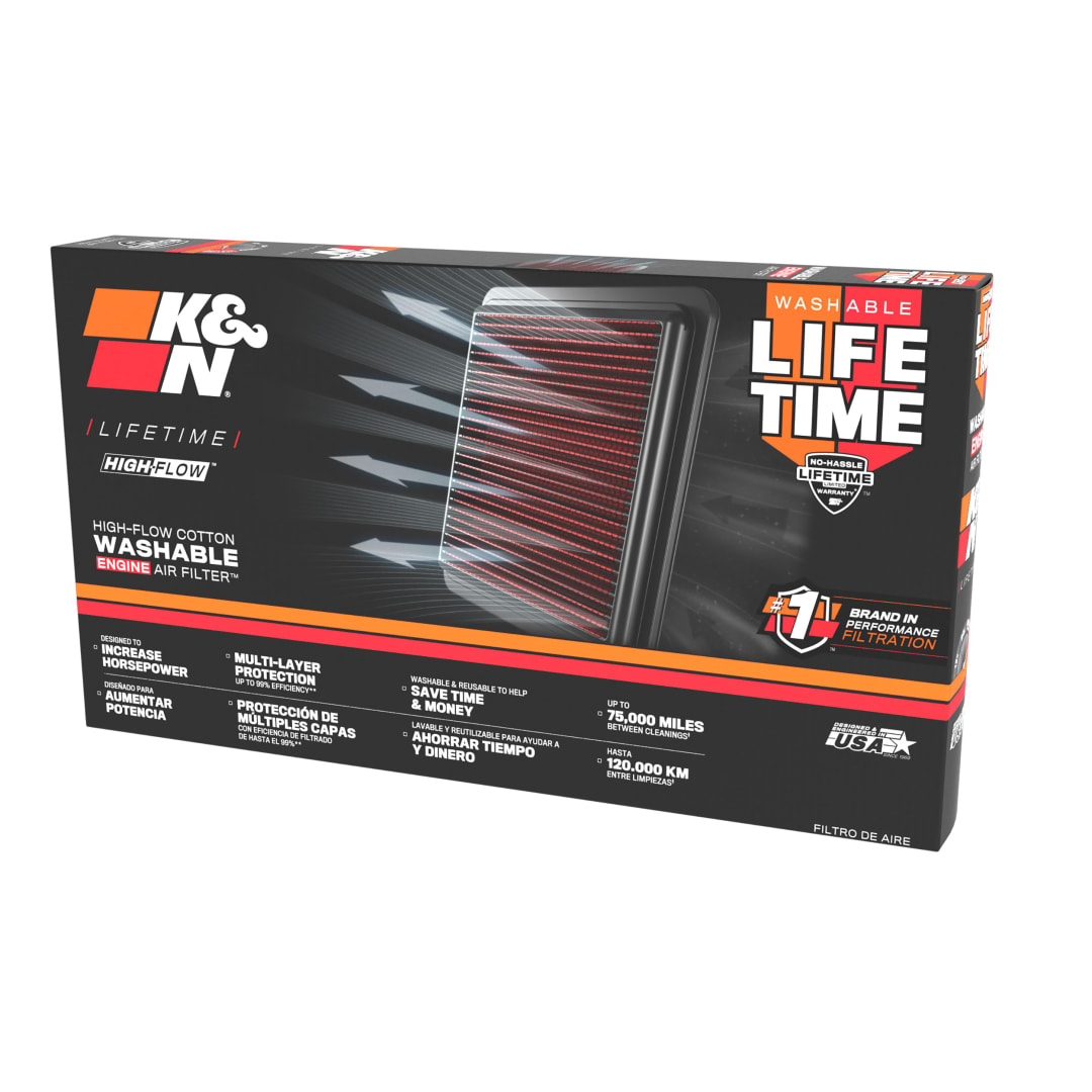 K&N 33-2456 Filtri Aria Sostitutivi Auto, Lavabile e Riutilizzabile