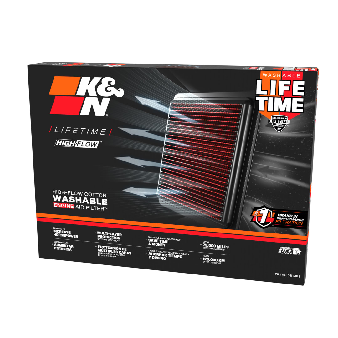 K&N 33-2434 Filtro Aria Sostitutivo Auto - Lavabile E Riutilizzabile - Ad Alto Flusso