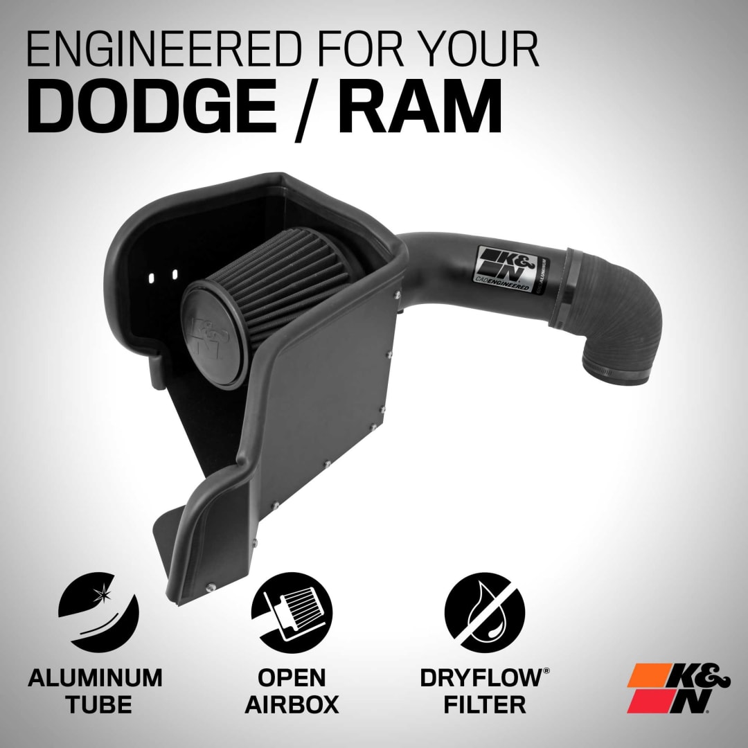 Kit D'admission K&N 63-1561 - Filtre à Air Lavable - Pour Dodge/Ram 5.7L V8 (2009-2019) - Gain De Puissance Et Couple