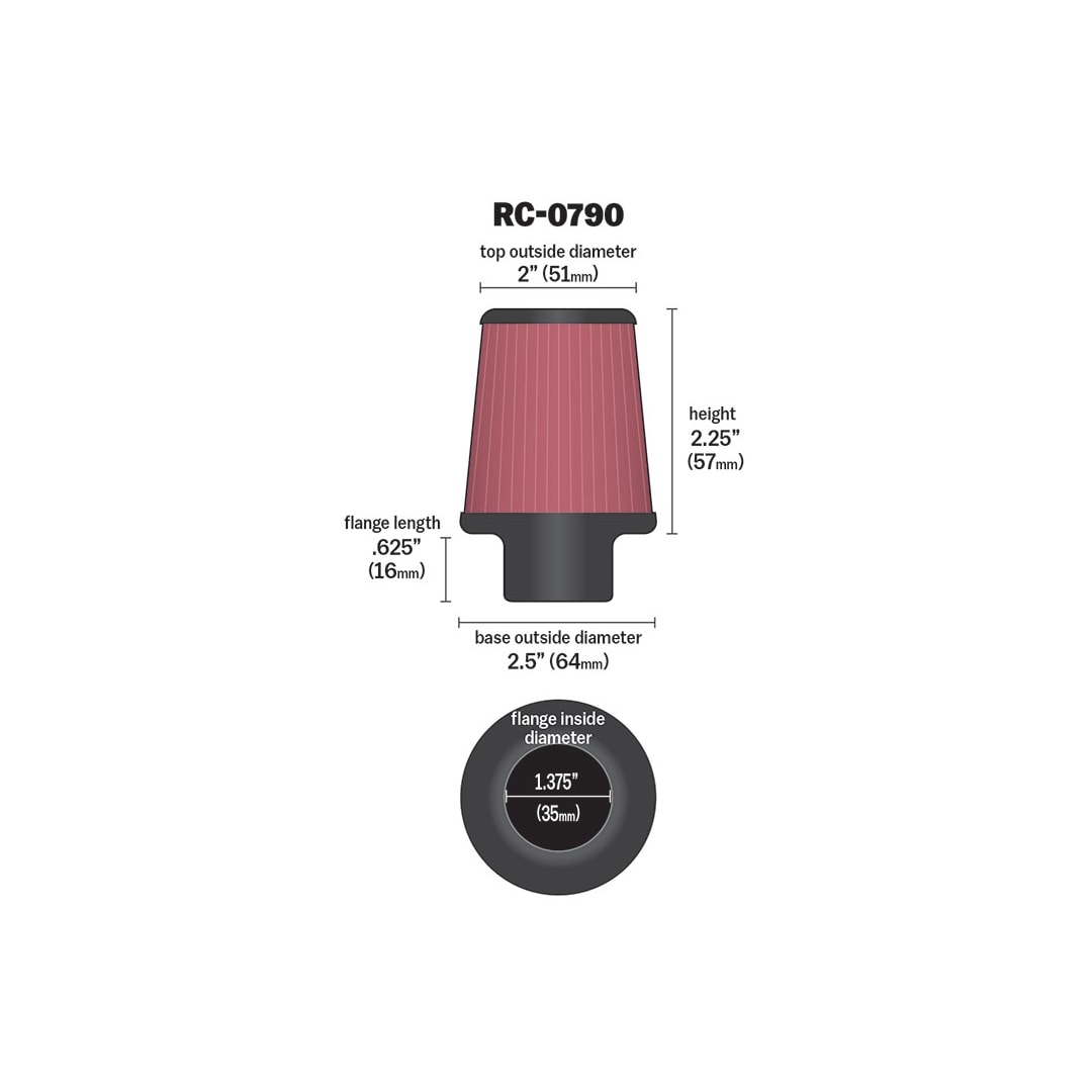 K&N RC-0790 Universal Clamp-On Air Filter