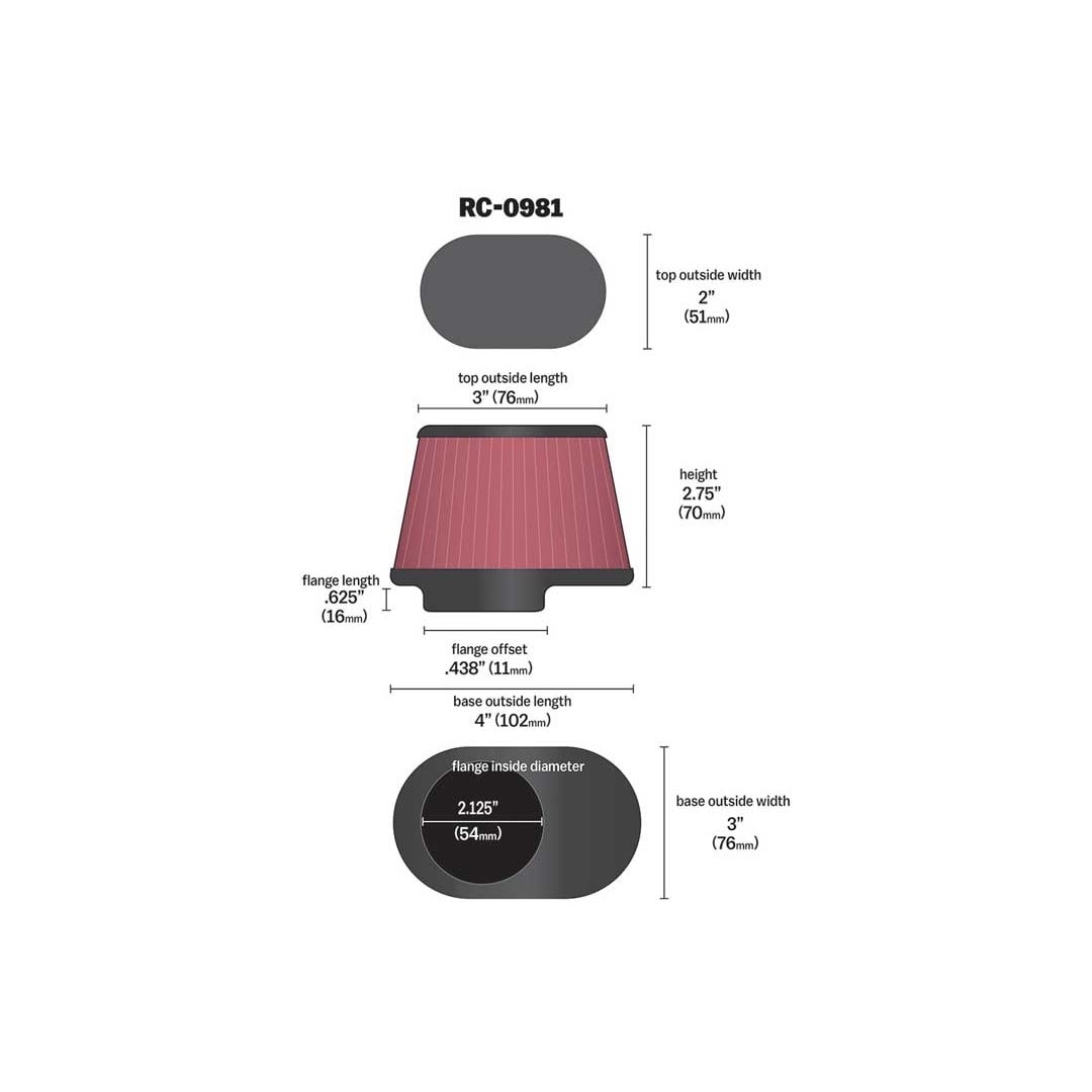 K&N RC-0981 Universal Clamp-On Air Filter