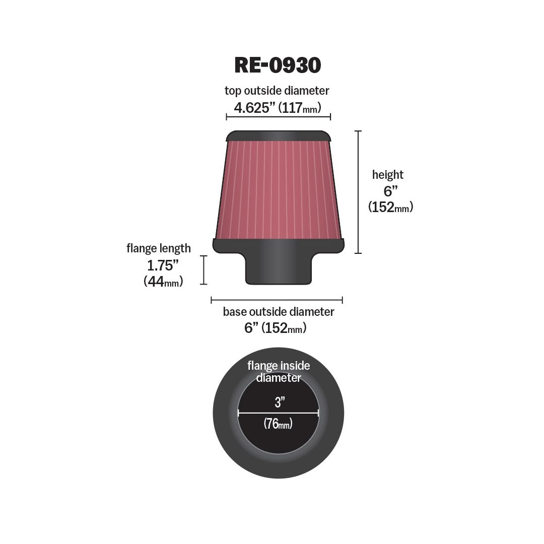 K&N RE-0930 Universal Clamp-On Air Filter K&N RE-0930 Universal Clamp-On Air Filter