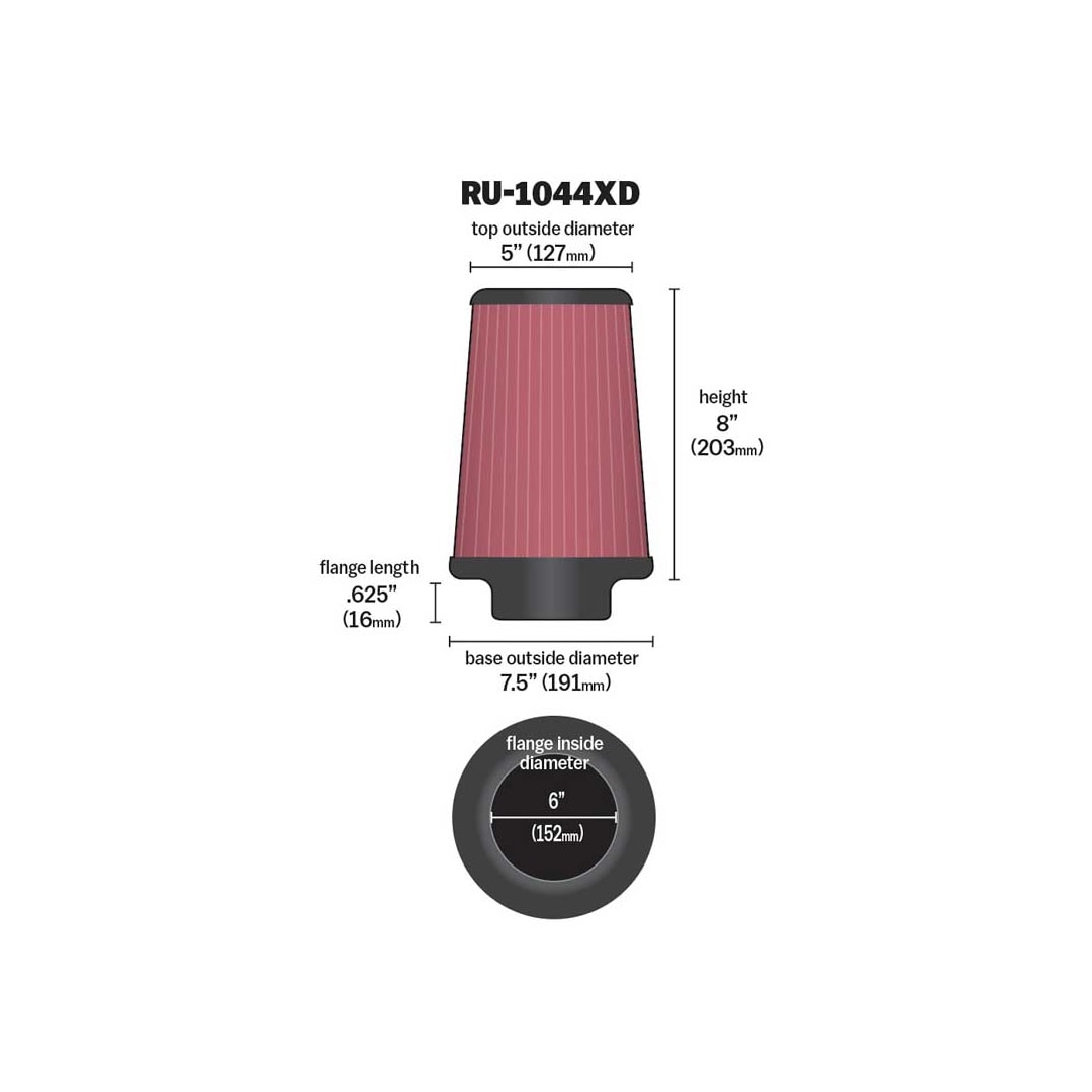 その他 Nreal Air K&N RU-1044XD Universal Clamp-On Air Filter