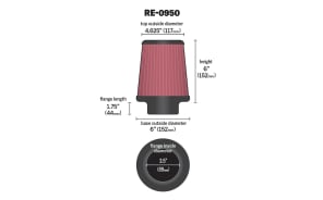 K&N RC-5063 Universal Chrome Air Filter 6.5x4.75 Oval Flange - View #7