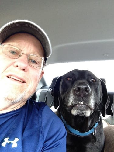 Lee with his co-pilot Lee with his co-pilot