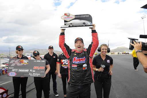 Greg Anderson after winning the 2018 NHRA K&N Horsepower Challenge