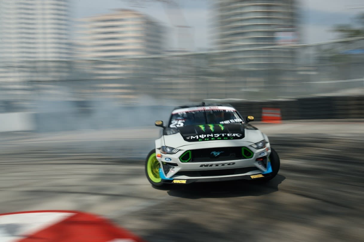 Drifting the track at Long Beach in 2018 Drifting the track at Long Beach in 2018