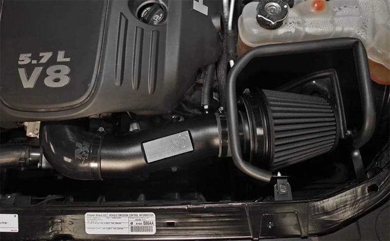 The 71-1542 cold air intake has a non-oiled filter for many Dodge Chargers and Challengers