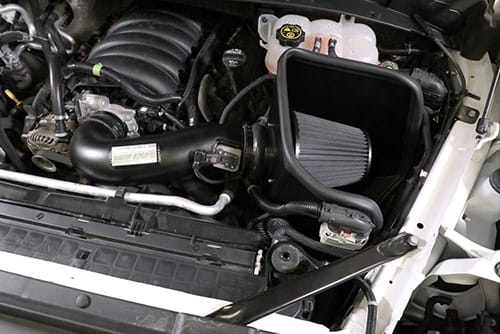 The 71-3110 cold air intake after installation in the engine bay K&N dryflow intake installed in engine bay