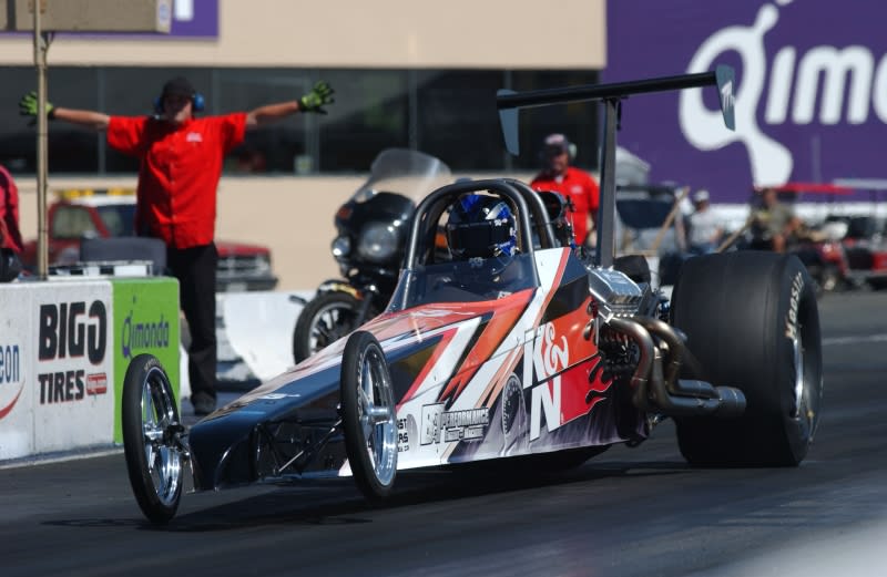 Man racing in dragster