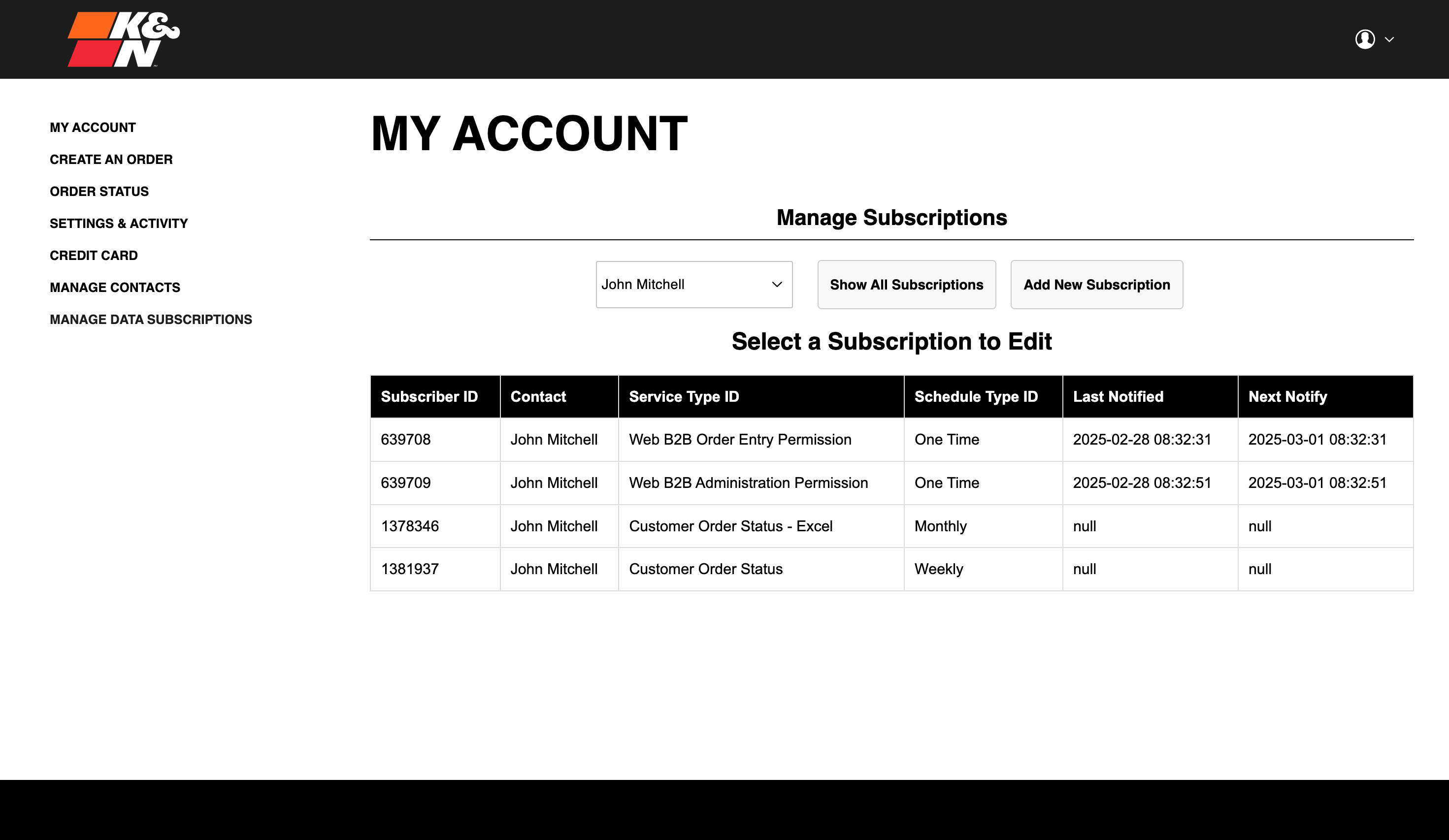 Manage Data Subscriptions