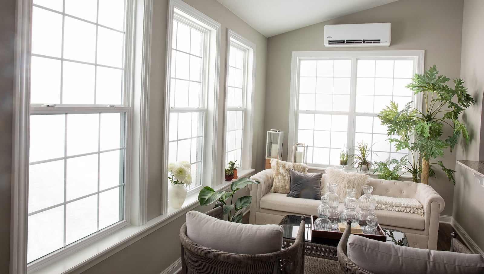 Mitsubishi ductless mini split on a wall