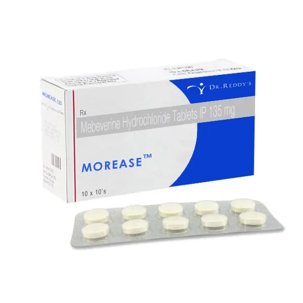 MOREASE (MEBEVERINE) is an over-the-counter medicine that helps relieve abdominal pain, cramps, and spasms