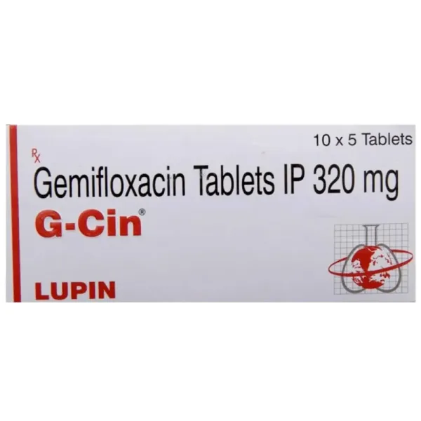 G-Cin 320mg (Gemifloxacin) is an antibiotic, used in the treatment of bacterial infections | RX Supply