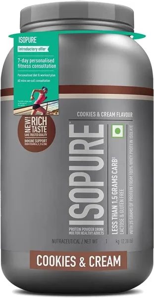 Isopure Whey Protein with Less than 1.5gm Carbs, For Fitness, Immunity & Skin It provides high-quality protein