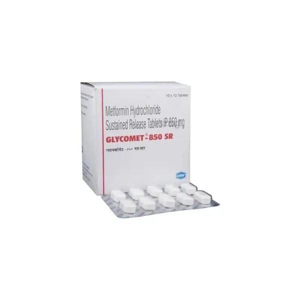 Glycomet 850 mg SR Tablet is a medicine used to treat type 2 diabetes mellitus. | RX Supply