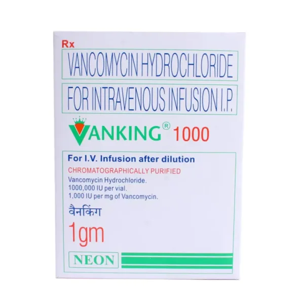 Vancomycin 1000 Infusion (ANKING) is an antibiotic used in the treatment of severe | RX Supply