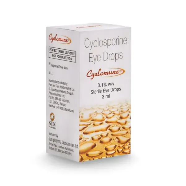 Cyclomune 0.1% Eye Drop (Cyclosporine) is a medicine used for the treatment of dry eyes.-RX Supply