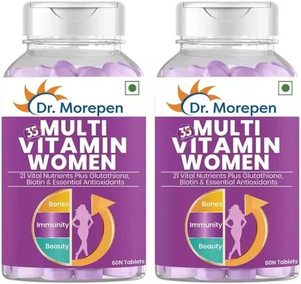 Dr. Morepen Multi Vitamin Women with Calcium & Herbal Extracts Tablet contains 21 vital nutrients plus glutathione
