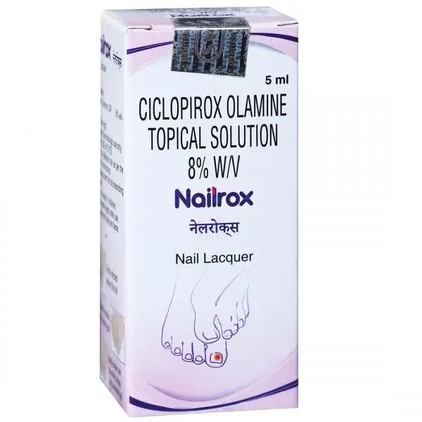 NAILROX NAIL LACQUER 5 ML (CICLOPIROX) is an antifungal medication designed to treat fungal infections of the toenails and fi